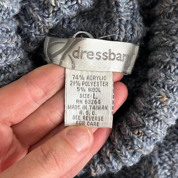 vintage 90s blue striped preppy downtown it girl cable knit turtleneck sweater - Picture 8 of 8